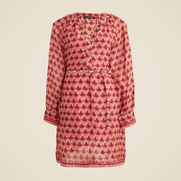 NWT!! J. CREW Cabana Mini Dress Block Print Ramie Coral Multi Cover Up Size 2X - Picture 12 of 16